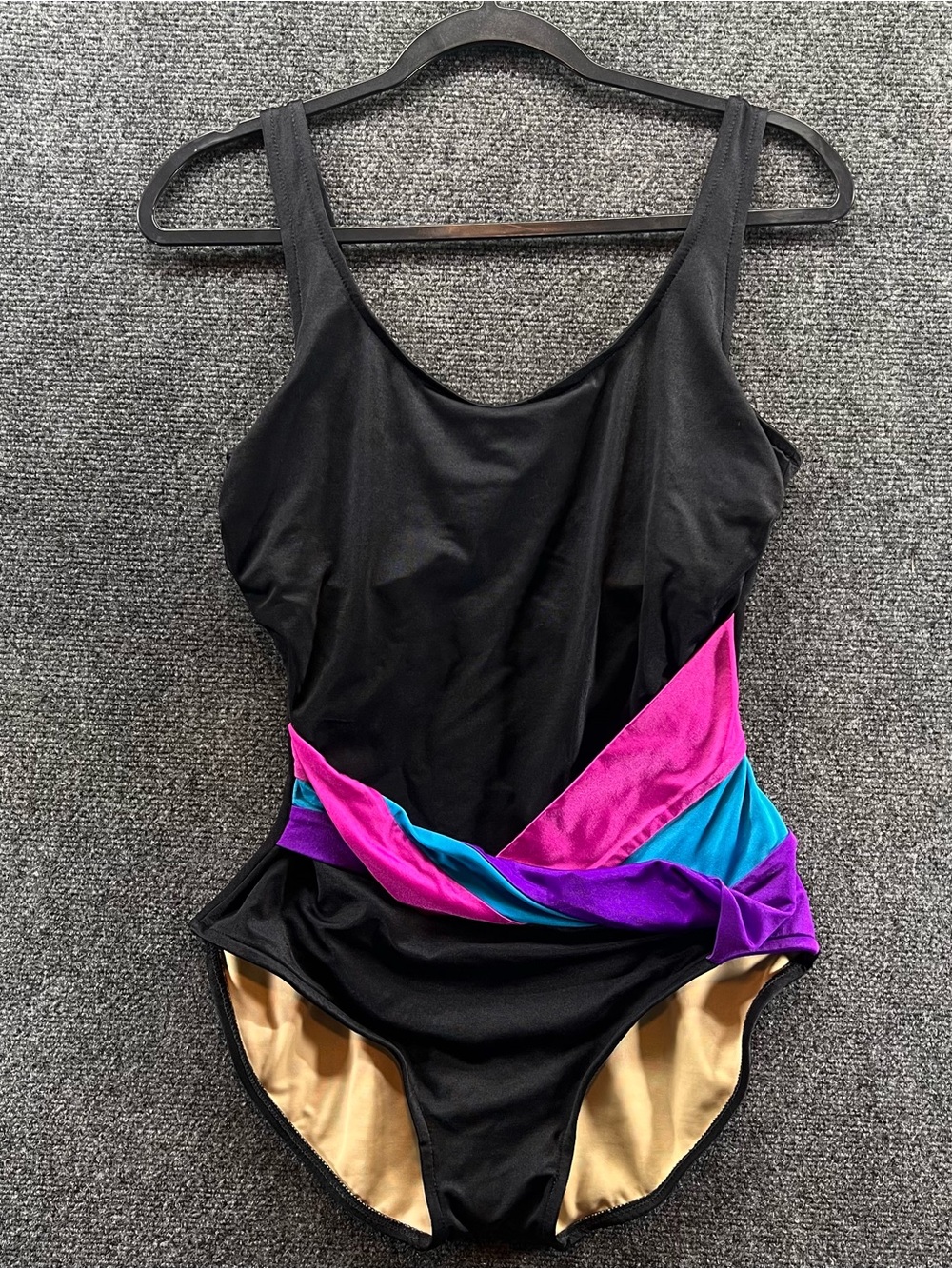 Vintage 80s 90s The Slim-suit Slimming One Piece Swimsuit Sz 14 Black Underwire